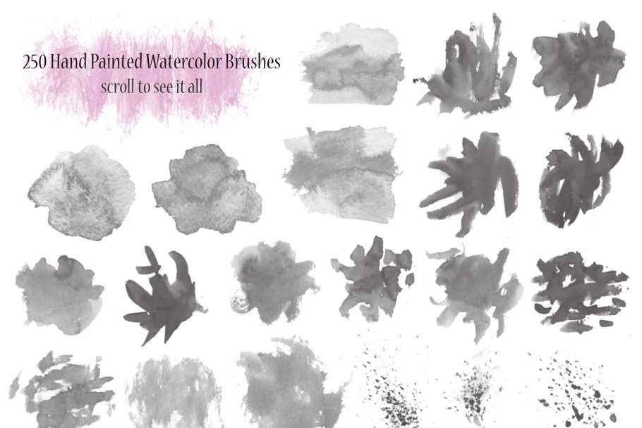 PS Watercolor Brush Kit 250 Brushes | Unique Photoshop Add-Ons