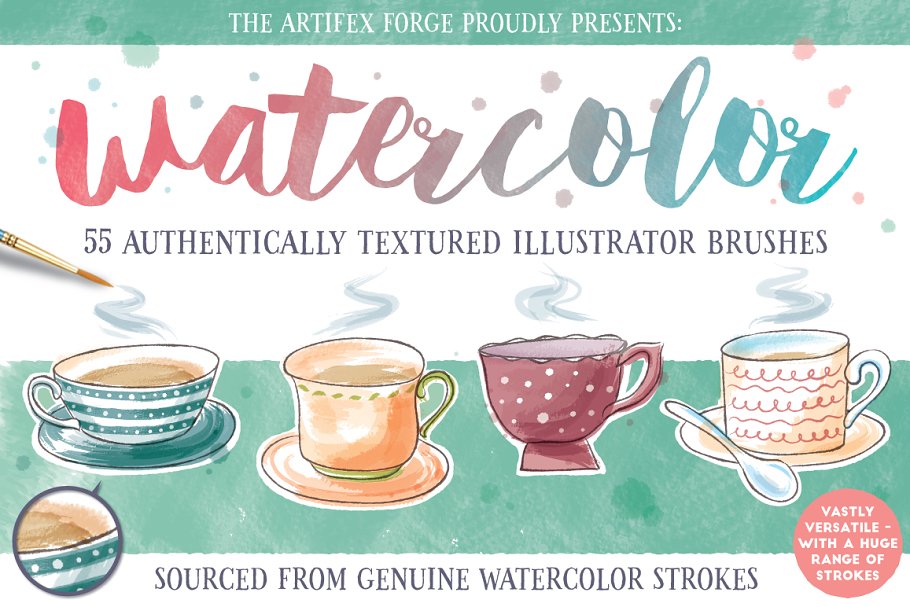 Watercolor Brushes | Unique Illustrator Add-Ons
