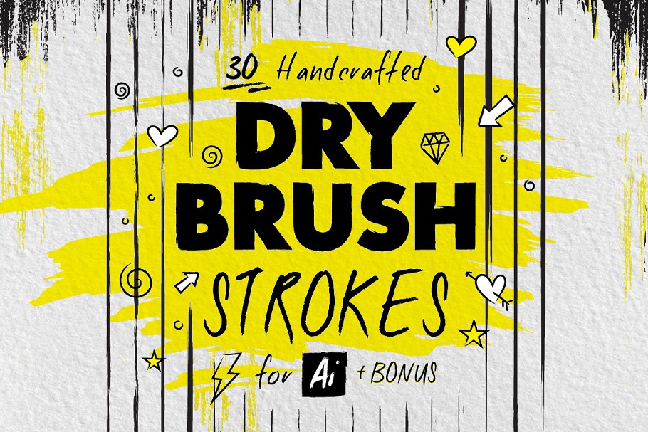 دانلود 30 براش قلمو ایلستریتور DRY BRUSH Strokes For Illustrator تایم کد
