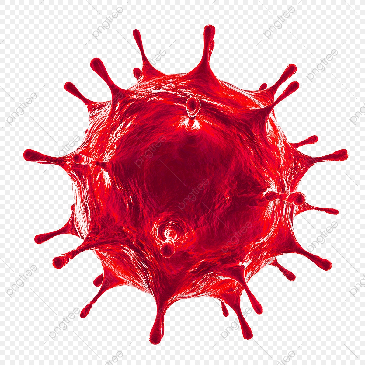 Red Covid 19 Bacteria Isolated On Transparent Background 3d Rendering Of Virus For Coronavirus Awareness