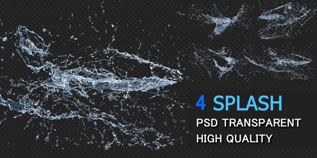 Water Splash With Droplets Pack Design Isolated 