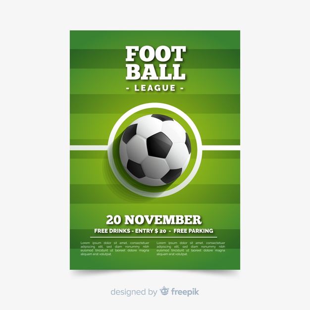 Sport Poster Template With Football Ball 