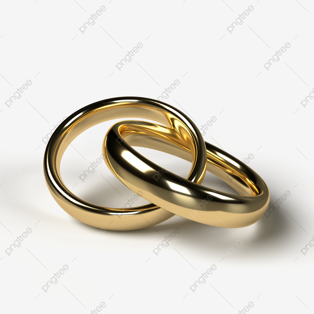 A Pair Of Beautiful Golden Wedding Rings On A Transparent Background