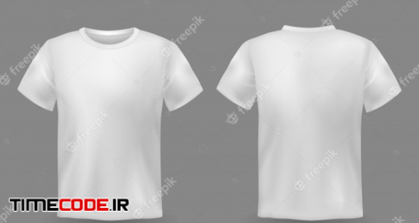 T-shirt Mockup. White Blank T-shirt Front And Back Views Realistic Sports Clothing Uniform. Female And Male Clothes Template 