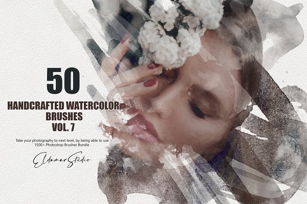 50 Handcrafted Watercolor Brushes 7 | Creative Market