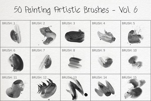 50 Painting Artistic Brushes - Vol.6 | Creative Market