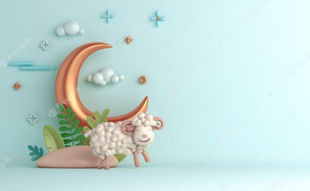 Eid Al Adha Islamic Decoration Background With Sheep Crescent 