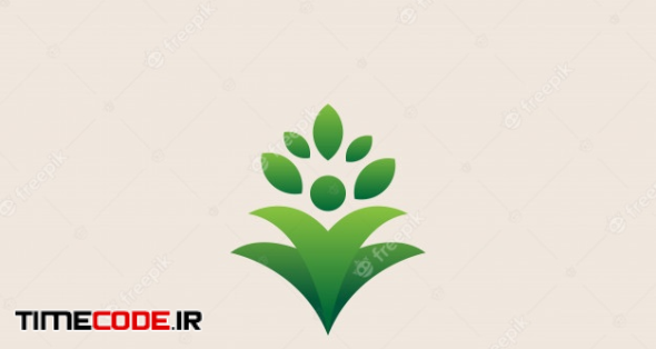 Hand People With Leaf Logo Template. Vector Illustration 