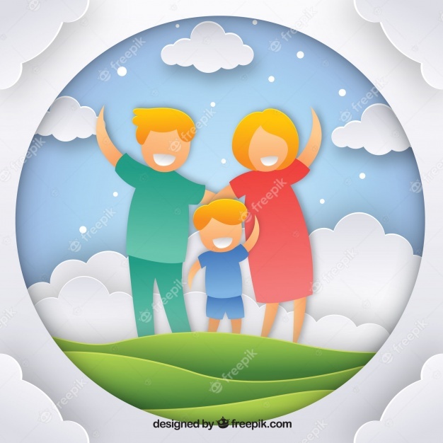 Happy Family In Paper Art Style Free Vector