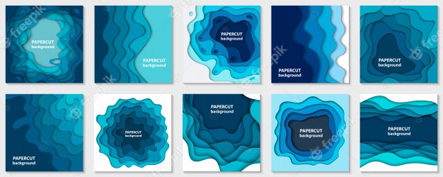 Collection Of Ten Backgrounds With Blue Paper Cut 