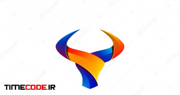 Colorful Bull Head Logo Design 