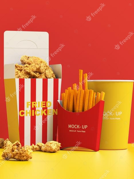 Fried Food And Plastic Cup Mockup 
