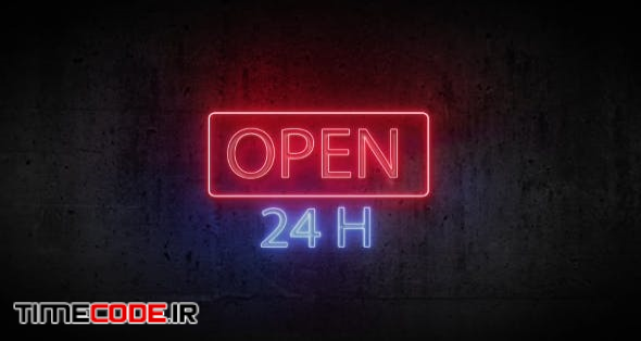 Red-blue Neon Sign Open 24 Hours