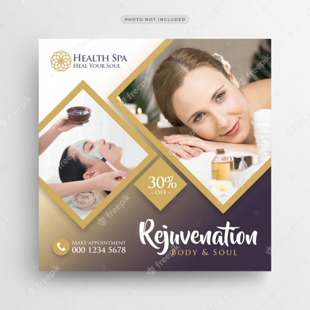 Health Spa Beauty Salon Social Media Banner Or Square Flyer Template 