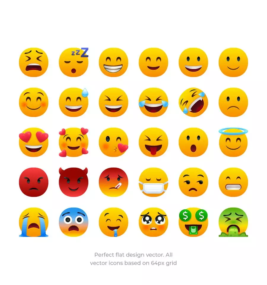 30 Emoji Icons - Flat