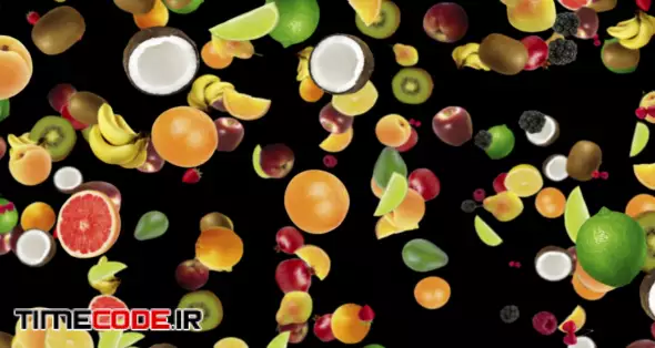 Falling Fruits Animation, Rendering, Background, with Alpha Channel, Loop, 4k