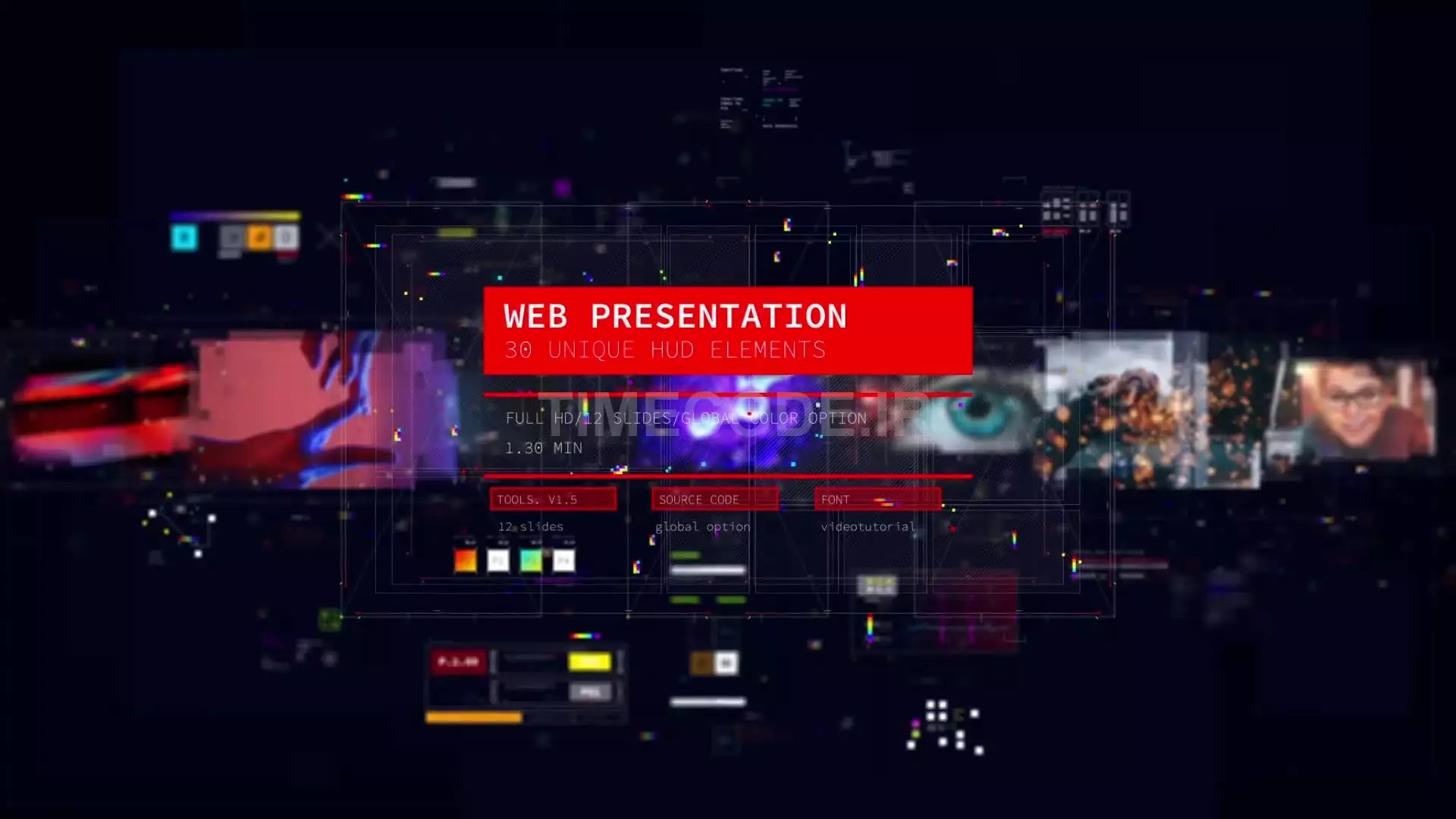 Web Presentation/ HUD Modern Slideshow/ 3D Sci-Fi Glitch Intro/ Digital Parallax/ Hightech Interface