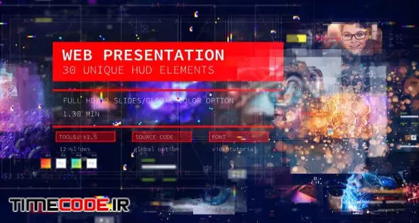 Web Presentation/ HUD Modern Slideshow/ 3D Sci-Fi Glitch Intro/ Digital Parallax/ Hightech Interface