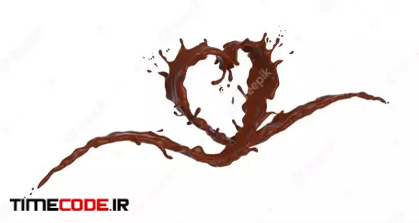 Chocolate Splash Heart Shape On White 