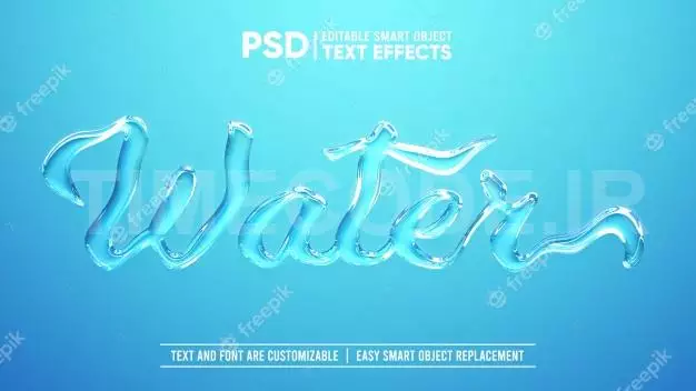 Realistic Clear Water 3d Editable Smart Object Text Effect 
