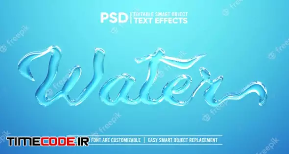 Realistic Clear Water 3d Editable Smart Object Text Effect 