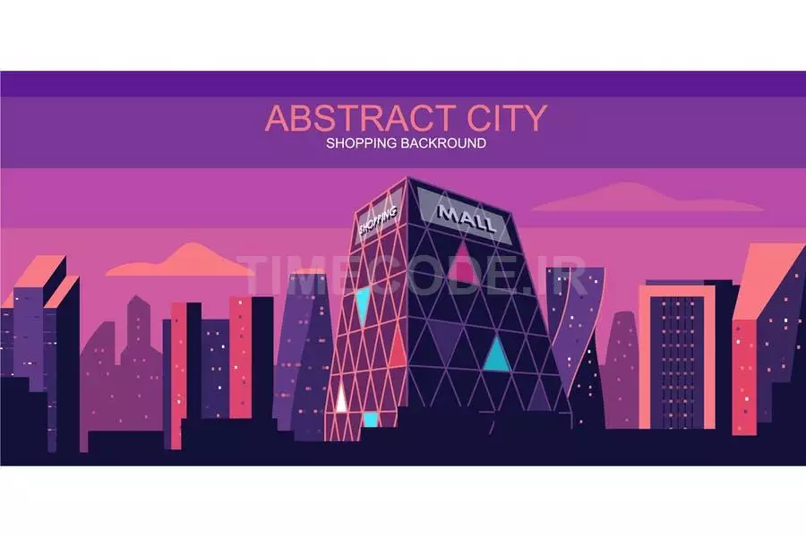 Shopping City Vector Illustration Header Website