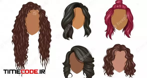 Set Of Variety Women Hairstyles 