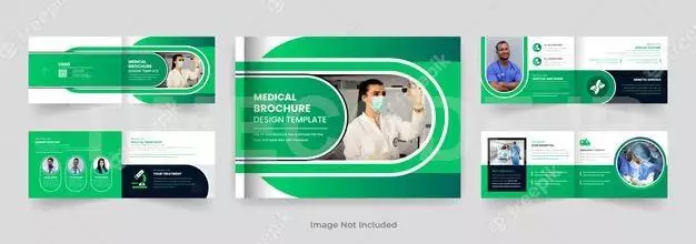 08pages Doctor Or Medical Landscape Brochure Design Template Blue Color Shape Modern Layout 