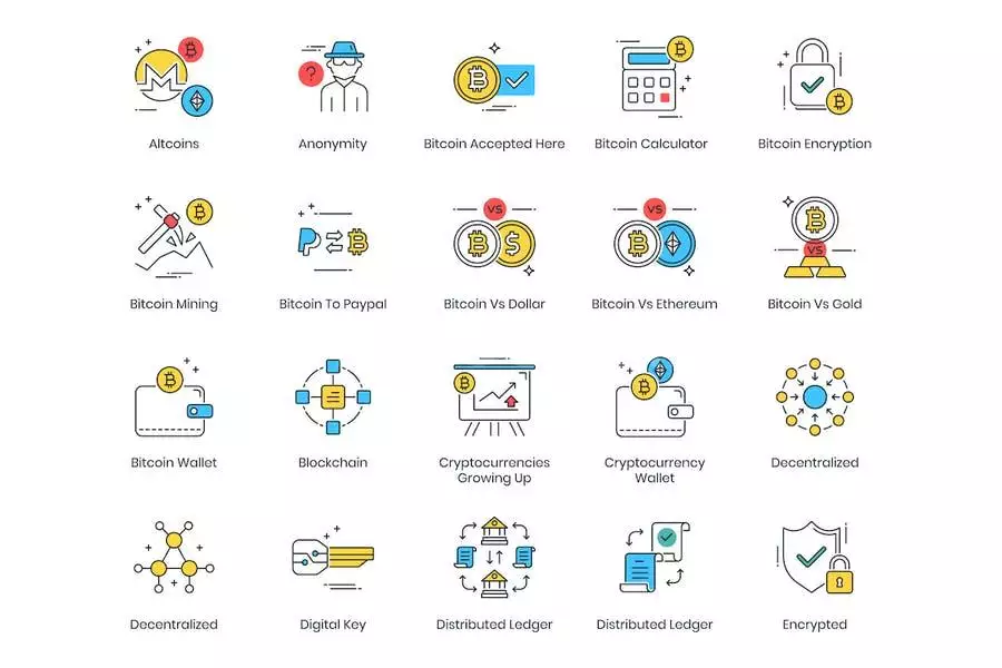 74 Modern Cryptocurrency Icons
