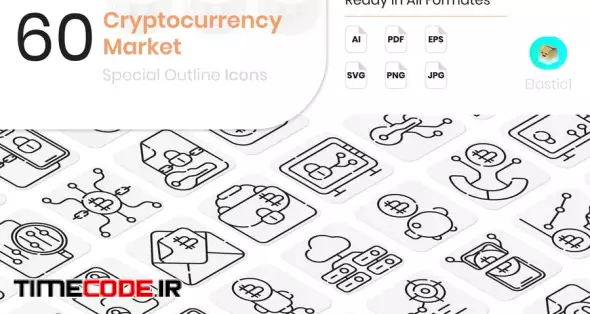Cryptocurrency Market Outline Icons