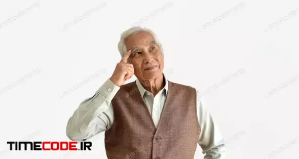 Confusing And Forgetful Elderly Asian Man With Thinking Gesture