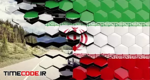 Iran Flag Hexagon Transition - 4K Resolution