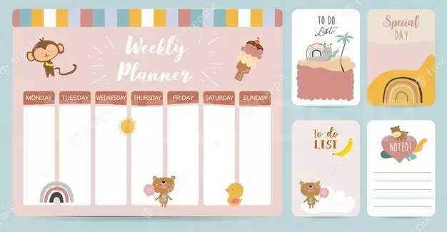 Weekly Planner Start On Sunday With Animal And Sun,to Do List That Use For Vertical Digital And Printable A4 A5 Size 