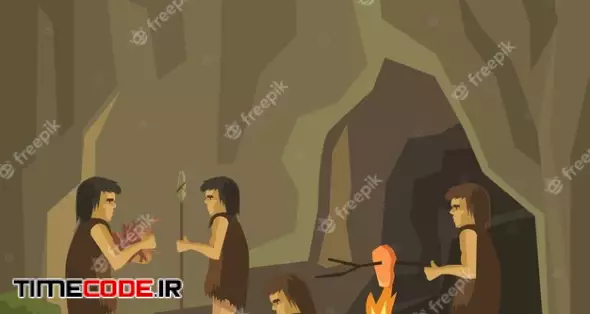 Cave People Illustration 
