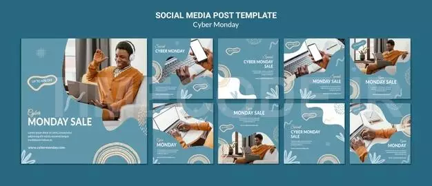 Cyber Monday Social Media Posts Pack Free Psd