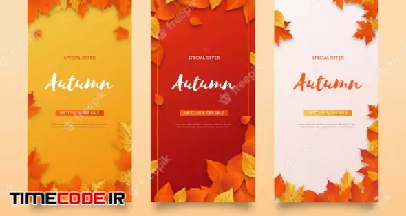 Flat Design Autumn Sale Banners Collection 
