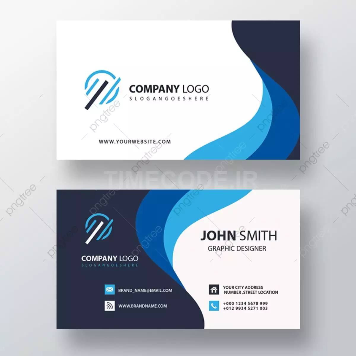 Blue Wavy Business Card Template Download on Pngtree