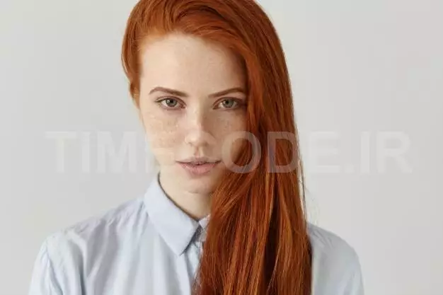 Beauty, Skincare And Haircare. Portrait Of Charming Young European Red-haired Female With Perfect Clean Freckled Skin Free Photo