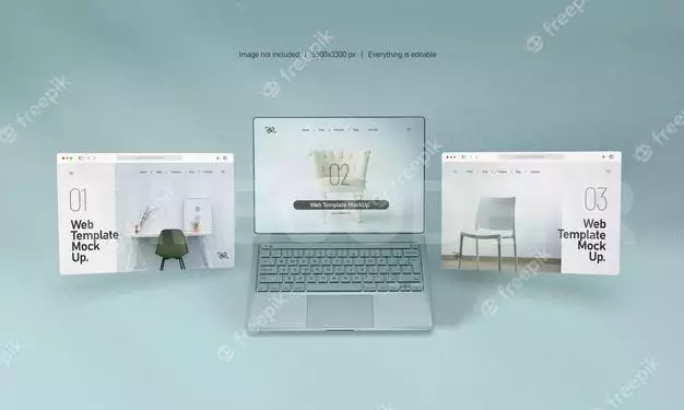 Laptop Screen With Website Presentation Mockup Isolated 
