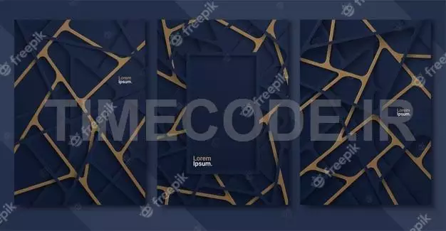 Abstract Background With Linear Deep Blue Paper Shapes 