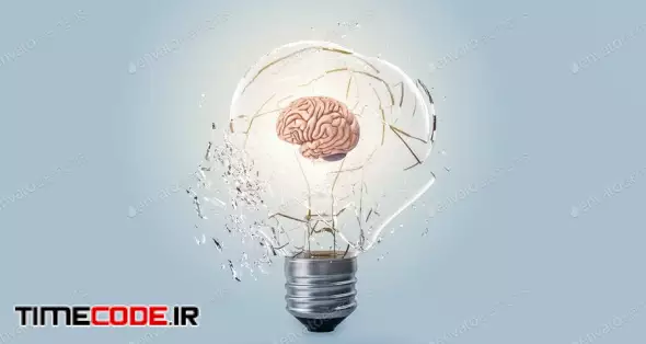Image Of Breaking Lightbulb With Brain Depicting Ideas, Something Mindblowing