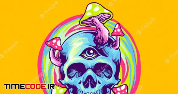 Skull And Magic Mushroom 