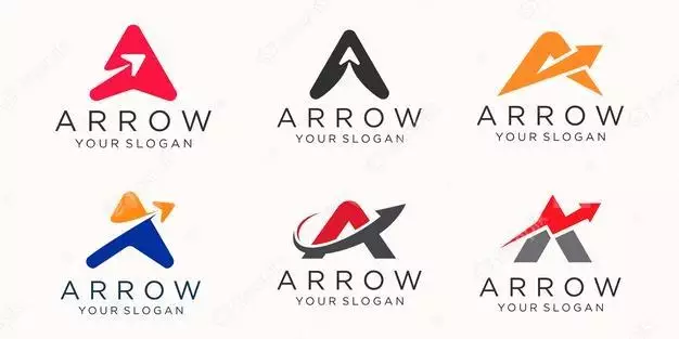 Letter A With Arrow Logo Icon Set. 