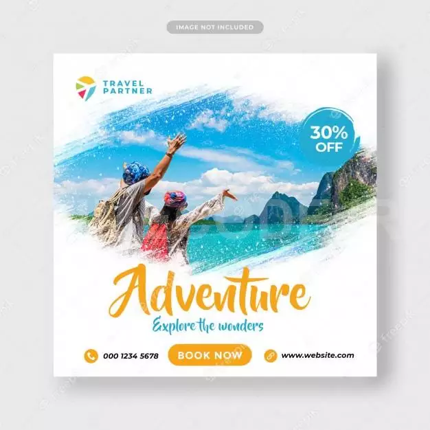 Travel Tour Instagram Post Banner Or Square Flyer Template 