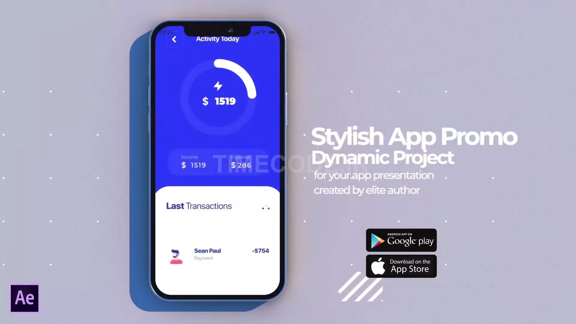 دانلود پروژه آماده افتر افکت تیزر معرفی اپلیکیشن Stylish Mobile App
