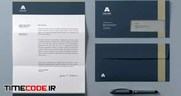 A4 Letterhead And DL Envelope With Pen PSD Mockup