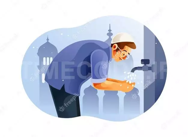 Muslim Man Doing Ablution 