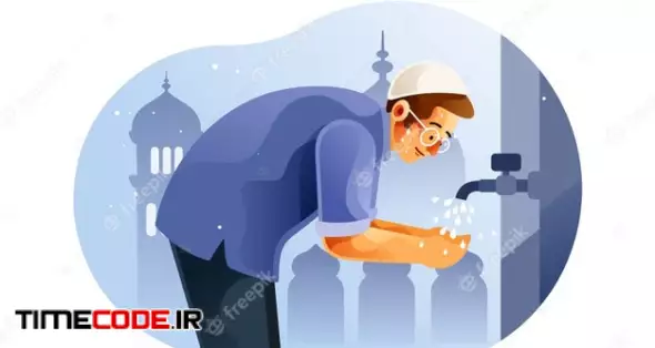 Muslim Man Doing Ablution 