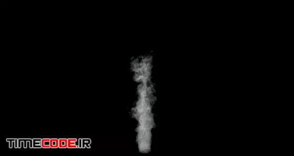 White steam spins and rises from a cup of tea. White smoke rises from a cigarette. Isolated seamless loop black background.