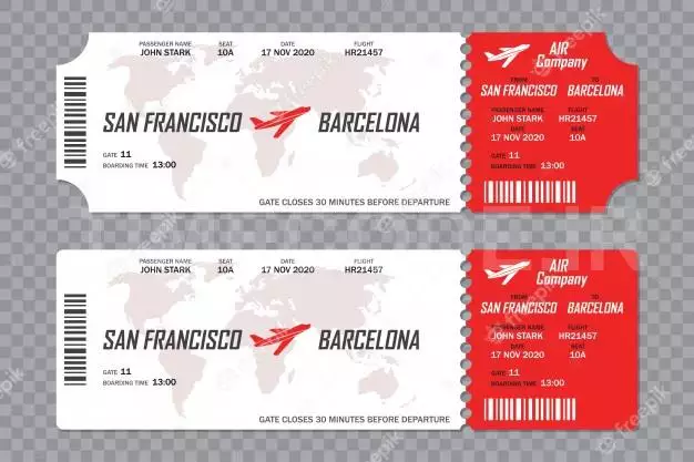 Set Of Airline Boarding Pass Tickets On A Transparent Background 